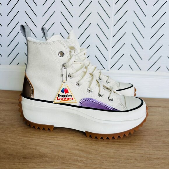⭐Converse Run Star Hike Hi Platform 7.5 Mens Shoes Beige Purple Sneaker A09796C⭐